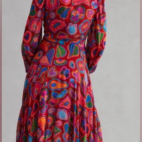 Farm Rio  Lisa Print  Red Midi Dress Anthropologie NEW XS - Picture 3 of 11